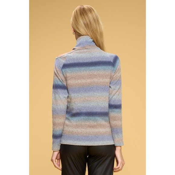 Made in USA Ombre Cold Shoulder Turtleneck Top - Picture 2 of 5
